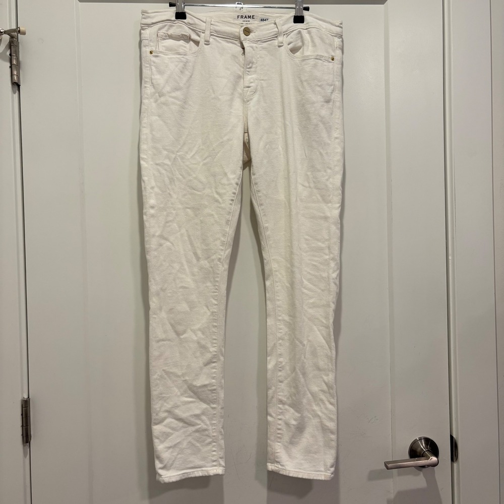 Frame Denim Le Garcon White Slim Boyfriend Jeans Size 29